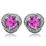 Gemstone Whirl Stud Earrings with Diamond Frame