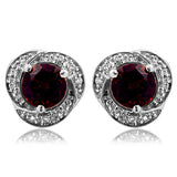Gemstone Whirl Stud Earrings with Diamond Frame