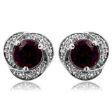 Gemstone Whirl Stud Earrings with Diamond Frame