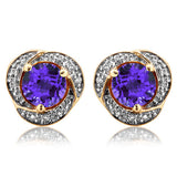 Gemstone Whirl Stud Earrings with Diamond Frame