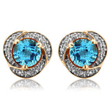 Gemstone Whirl Stud Earrings with Diamond Frame