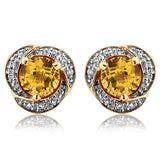 Gemstone Whirl Stud Earrings with Diamond Frame