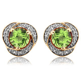 Gemstone Whirl Stud Earrings with Diamond Frame