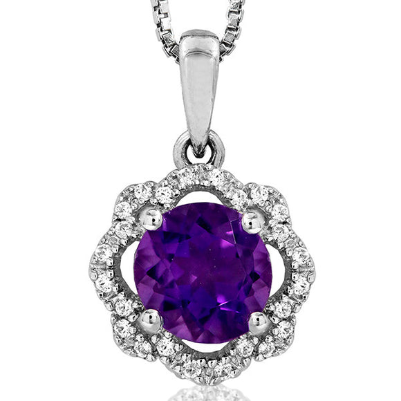 Floral Gemstone Pendant with Diamond Frame