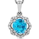 Floral Gemstone Pendant with Diamond Frame