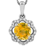 Floral Gemstone Pendant with Diamond Frame