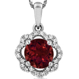 Floral Gemstone Pendant with Diamond Frame