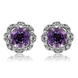 Floral Gemstone Earrings with Diamond Frame
