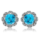 Floral Gemstone Earrings with Diamond Frame