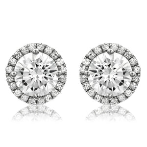 Diamond Halo Semi-Mount Stud Earrings