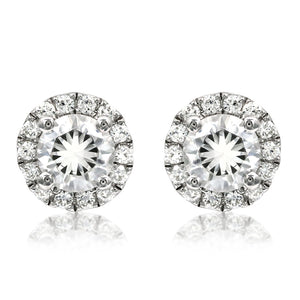 Diamond Halo Semi-Mount Stud Earrings