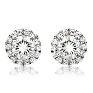 Diamond Halo Semi-Mount Stud Earrings