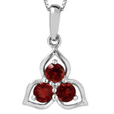 Three-Stone Gemstone Pendant with Single Diamond