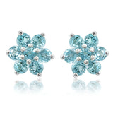 Floral Gemstone Stud Earrings