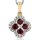 Clover Gemstone Pendant with Diamond Frame