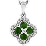 Clover Gemstone Pendant with Diamond Frame