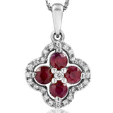 Clover Gemstone Pendant with Diamond Frame