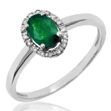 Oval Gemstone Ring with Diamond Frame