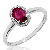 Oval Gemstone Ring with Diamond Frame