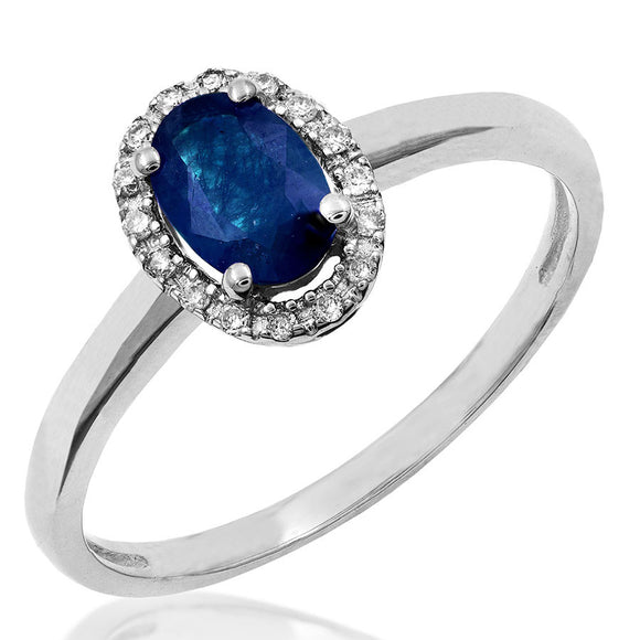 Oval Gemstone Ring with Diamond Frame