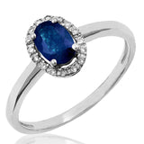 Oval Gemstone Ring with Diamond Frame