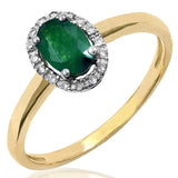 Oval Gemstone Ring with Diamond Frame