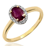 Oval Gemstone Ring with Diamond Frame