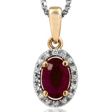 Oval Gemstone Pendant with Diamond Frame