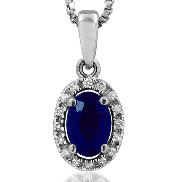 Oval Gemstone Pendant with Diamond Frame