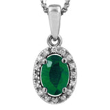 Oval Gemstone Pendant with Diamond Frame