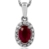 Oval Gemstone Pendant with Diamond Frame