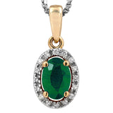 Oval Gemstone Pendant with Diamond Frame