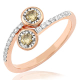 Diamond Bezel Two-Stone Bypass Ring