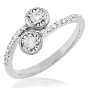 Diamond Bezel Two-Stone Bypass Ring