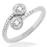 Diamond Accent Bezel Two-Stone Bypass Ring