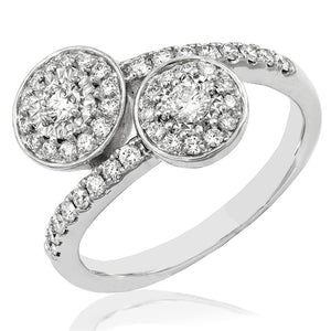 Two-Stone Diamond Illusion Bezel Semi-Mount Bypass Ring