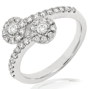Diamond Cluster Two-Stone Bypass Ring