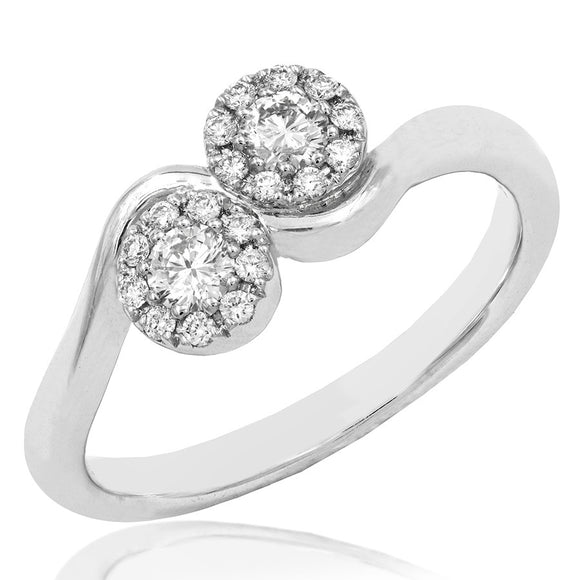 Diamond Cluster Two-Stone Semi-Mount Bypass Ring