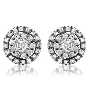 Diamond Cluster Halo Semi-Mount Stud Earrings