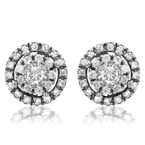 Diamond Cluster Halo Semi-Mount Stud Earrings