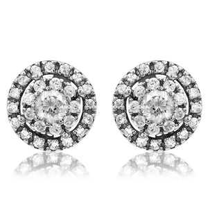 Diamond Cluster Halo Semi-Mount Stud Earrings