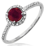 Gemstone Halo Ring with Diamond Accent
