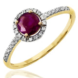 Gemstone Halo Ring with Diamond Accent