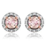 Gemstone Stud Earrings with Diamond Frame