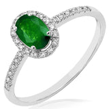 Oval Gemstone Halo Ring with Diamond Accent