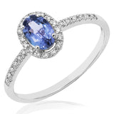 Oval Gemstone Halo Ring with Diamond Accent