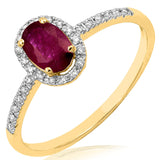 Oval Gemstone Halo Ring with Diamond Accent