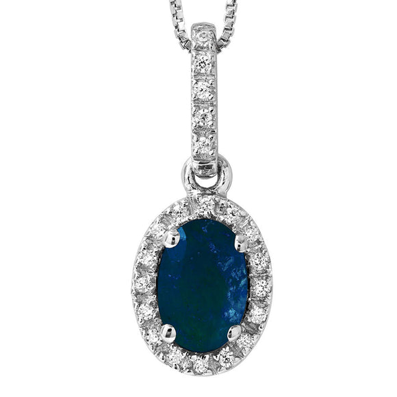 Oval Gemstone Pendant with Diamond Frame