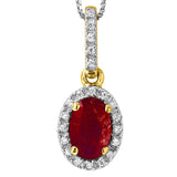 Oval Gemstone Pendant with Diamond Frame