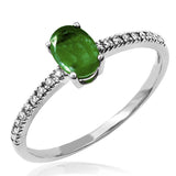 Oval Gemstone Ring with Diamond Accent